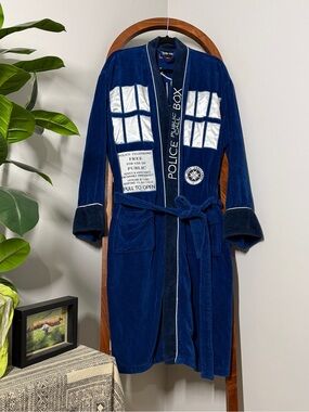 Robe Factory Dr Who Tardis ADULT ONE SIZE Blue Terry Cloth Belted Robe